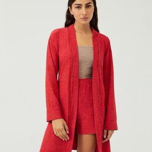 Outdoor Voices Cloudknit Robe In Strawberry Red, size M/L